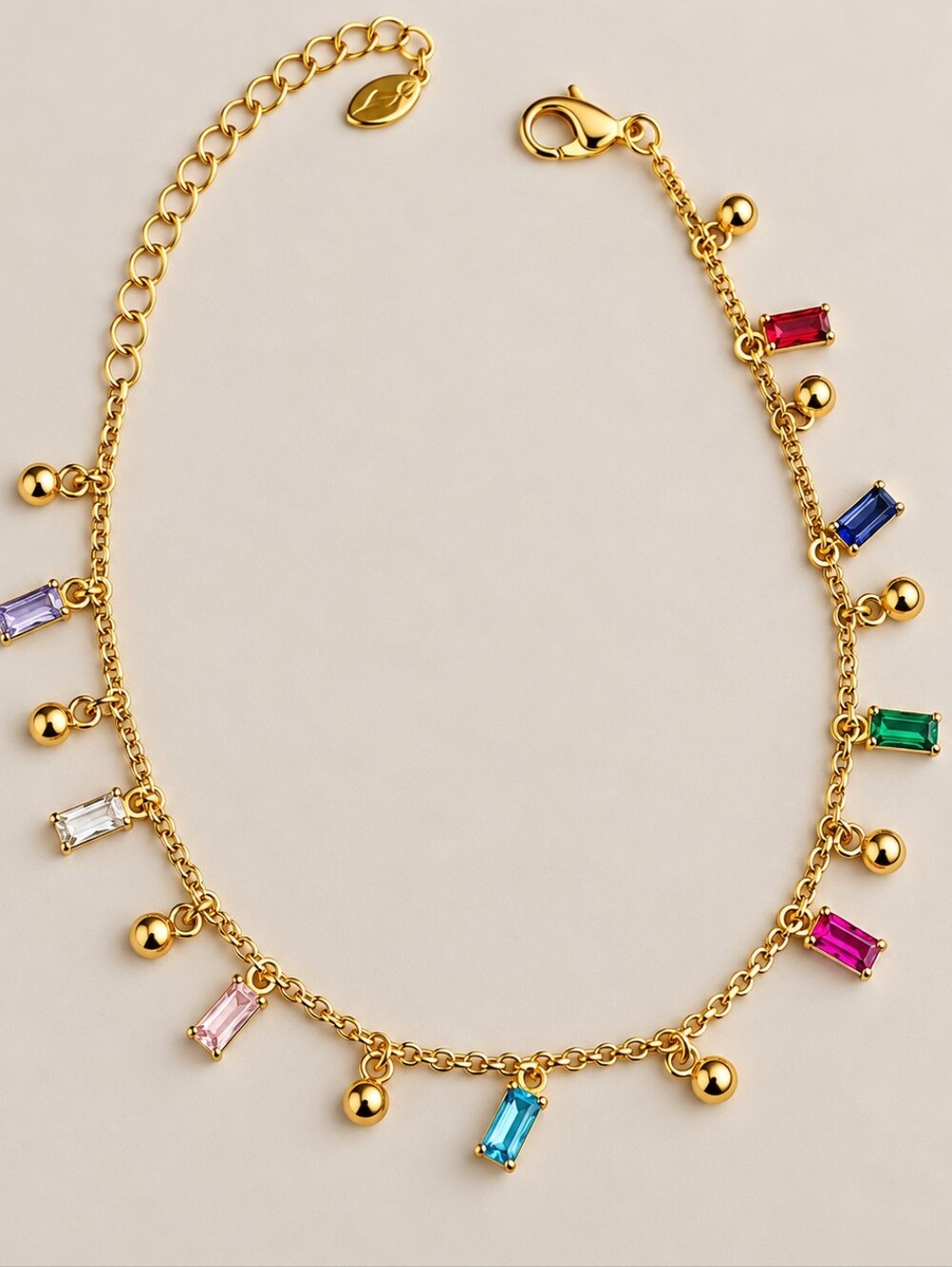 21kgp Dubak Elegant Gold Multicolor Charm Bracelet/Anklet